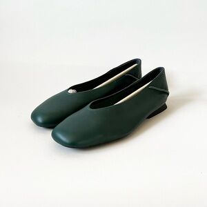 NEW Camper Casi Myra Leather Ballet Flats Green
